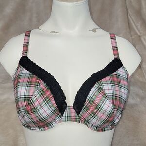 VICTORIA'S SECRET LINED PERFECT COVERAGE SCOTTISH PLAID UNDERWIRE BRA, SIZE 36C